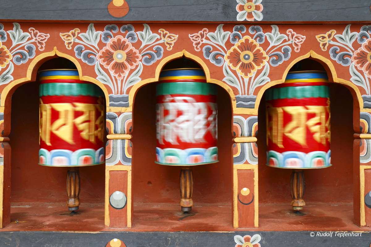 Buddhist prayer wheels