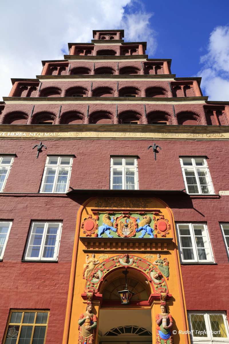 Facade of historic buildings in Lueneburg