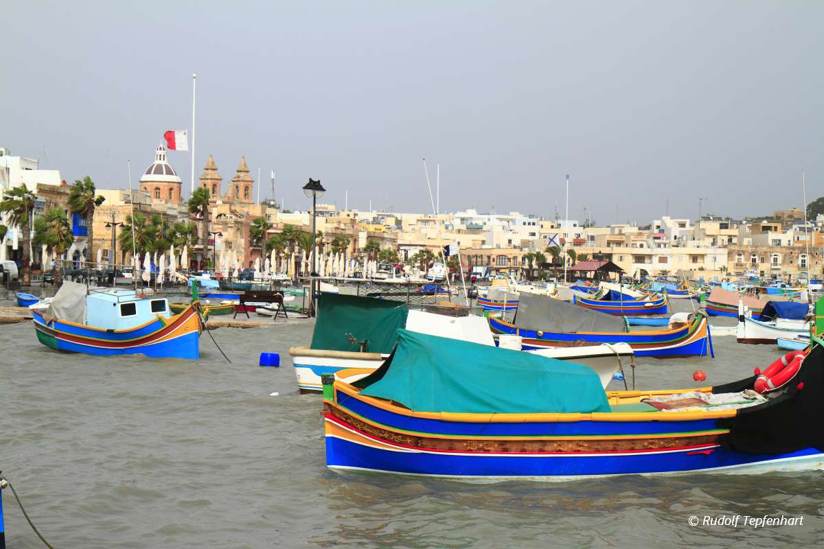 Fishing boats in Marsaxlokk harbor, Malta