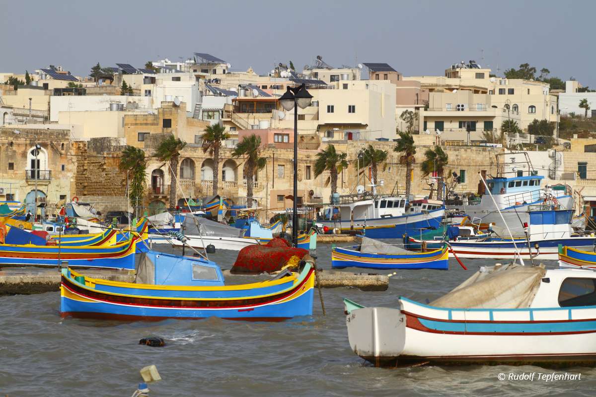 Fishing boats in Marsaxlokk harbor, Malta
