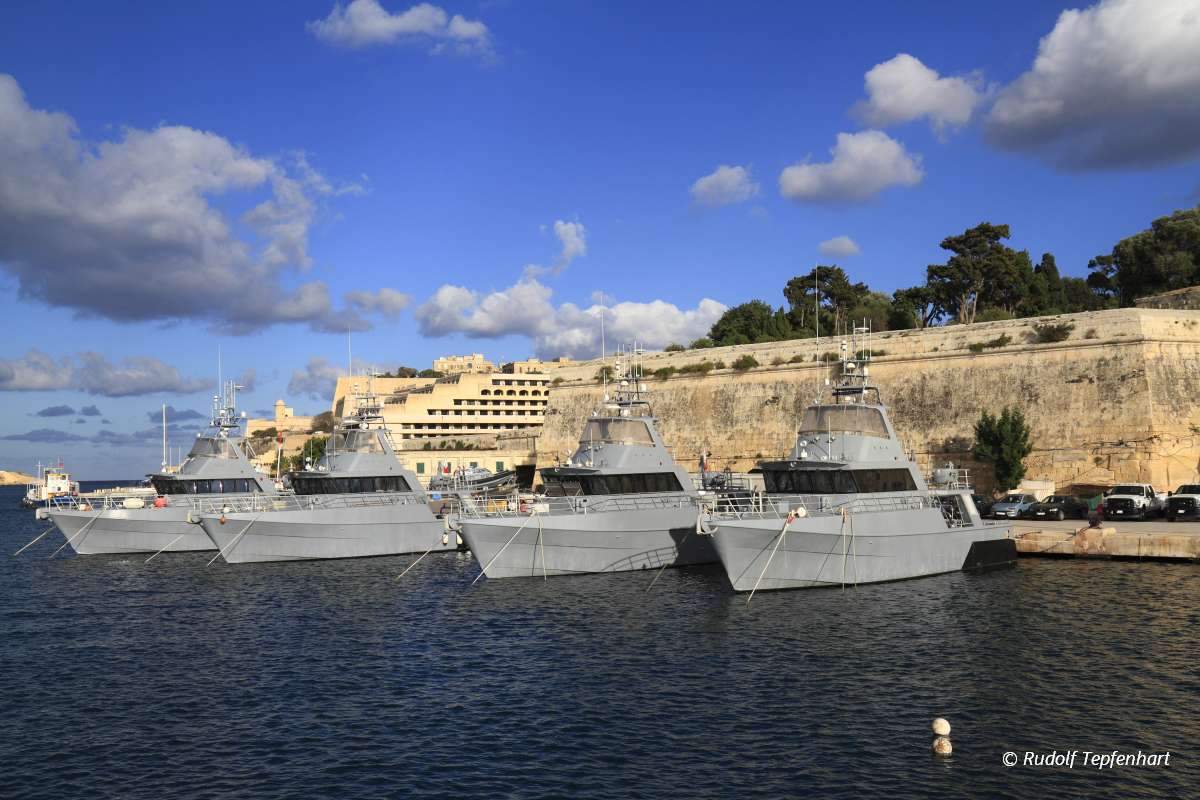 Military Ship in the Grand Harbour of Valletta