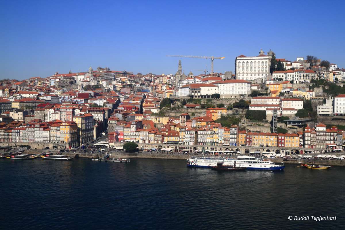 Panoramic view of old town of Porto, Portugal