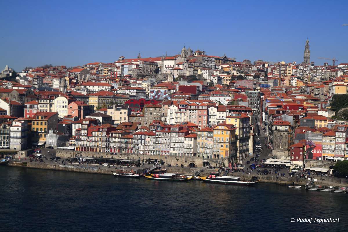 Panoramic view of old town of Porto, Portugal