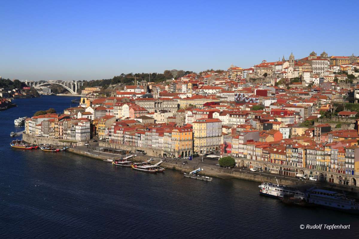 Panoramic view of old town of Porto, Portugal